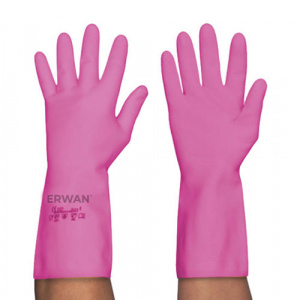 ERWAN™ Rubber Flocklined Gloves Multi Purpose Gloves, Pink, EMP2