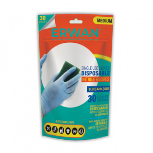 ERWAN™ Nitrile Premium Protection Examination Gloves, 30 Pieces, Blue